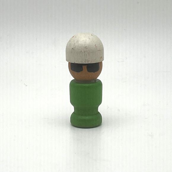 Rare Vintage 1959 Fisher-Price Little People Boy with Glasses All Wood - Picture 1 of 7